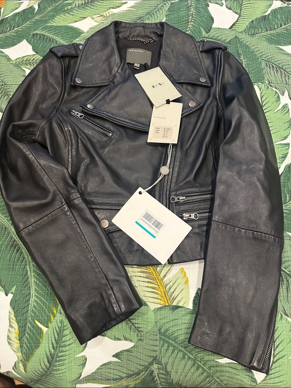 sheep  Leather Moto Jacket - Black